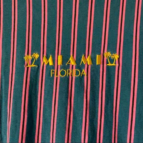 Valor Collective Men’s Striped Green & Pink Miami Shirt - X-Large - Picture 3 of 8